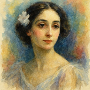 Watercolor portrait of Anna Pavlova — luminous in the Daily Celebrations style