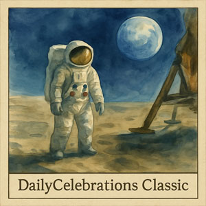 Neil Armstrong walking on the moon, classic dailycelebrations 🖋️July 2000