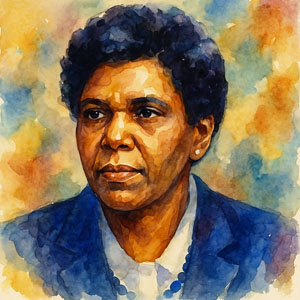 Watercolor portrait of Barbara Jordan — dignified, eloquent, and resolute