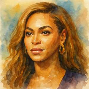 Watercolor portrait of Beyoncé Knowles