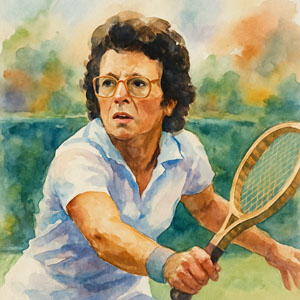 Billie Jean King playing tennis