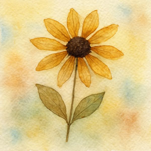 watercolor of Pressed black-eyed Susan