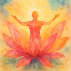 Watercolor of the spirit of self-acceptance and blossoming into your full self