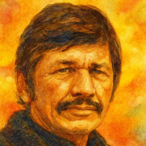 Charles Bronson watercolor portrait in the Daily Celebrations style