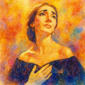 Maria Callas watercolor portrait in the Daily Celebrations style