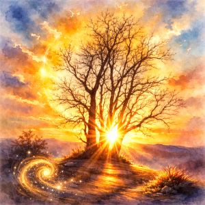 Sunrise over a hill symbolizing awareness, awakening, and the beauty of noticing life