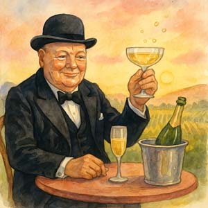 Champagne glass at sunrise