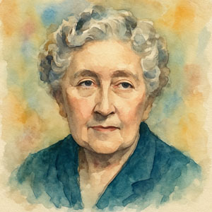 Watercolor portrait of Agatha Christie