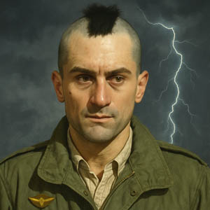 Watercolor of Robert De Niro as Travis Bickle in Taxi Driver