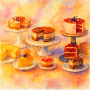 Dessert plate with cakes and pastries, colorful and inviting