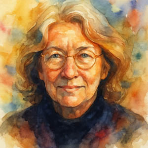Watercolor of writer Annie Dillard