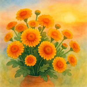 Dottie Mums, bright as mini sunrises
