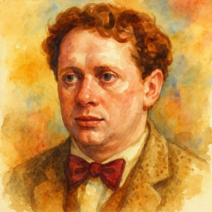Watercolor portrait of Dylan Thomas — luminous, thoughtful, and untamed