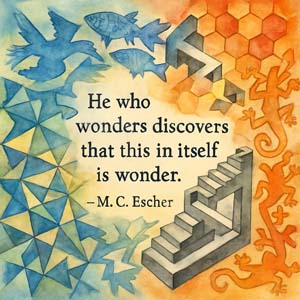 M. C. Escher watercolor portrait