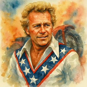 Portrait of Evel Knievel — American motorcycle daredevil