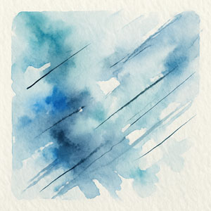 Square watercolor suggesting clarity — cool light with ink-like lines