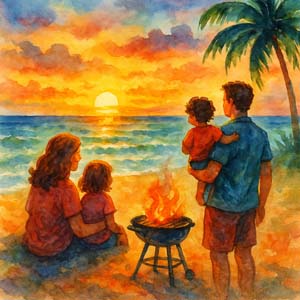 Family at the beach