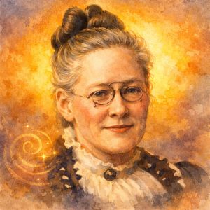 Watercolor portrait of Fannie Farmer, pioneer of the modern recipe and scientific cooking