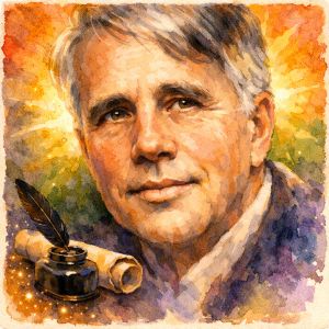 Watercolor portrait of Robert Frost