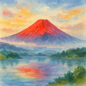 Mount Fuji — Red Fuji view with serene sky