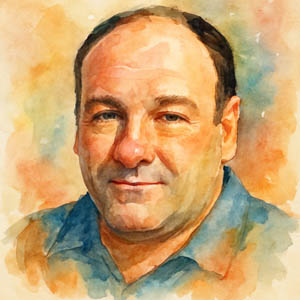 Watercolor portrait of James Gandolfini