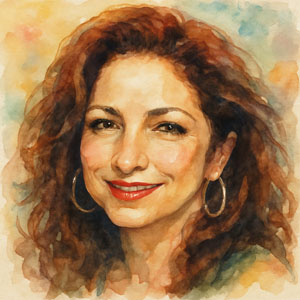 Watercolor portrait of Gloria Estefan