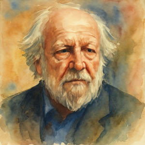 Watercolor of novelist William Golding
