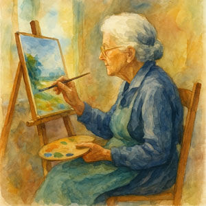 Grandma Moses at the easel