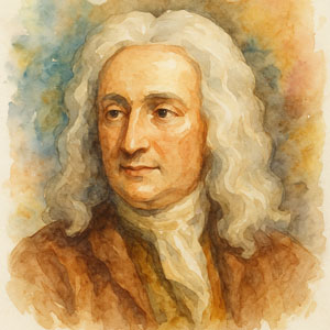 Watercolor portrait of Edmund Halley — luminous, thoughtful, and full of life in the Daily Celebrations style
