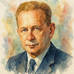 Watercolor portrait of Dag Hammarskjöld