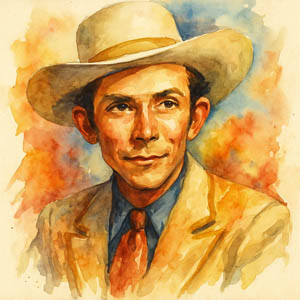 Watercolor of singer Hank Williams