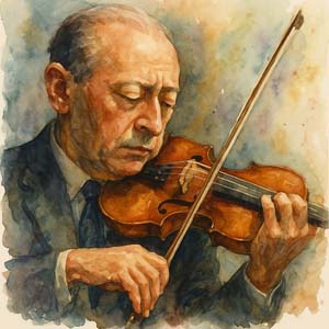 Jascha Heifetz with violin