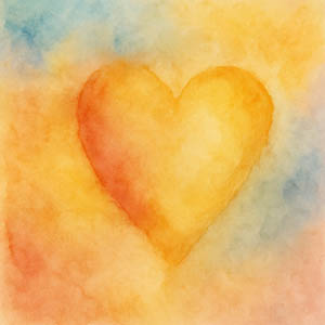 Watercolor of yellow heart