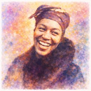 Watercolor-style portrait inspired by Zora Neale Hurston, with warm light and expressive color