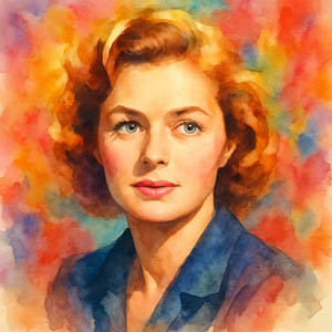 Watercolor of Ingrid Bergman