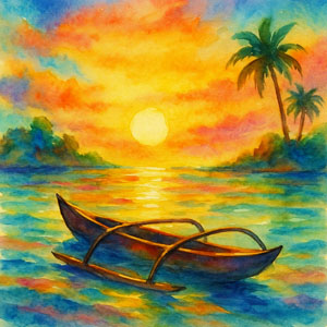 Island in the Sun — canoe on radiant waters