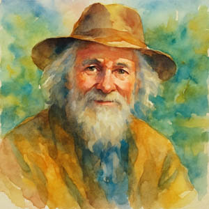 Watercolor portrait of Izaak Walton