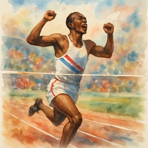 Olympic champion Jesse Owens watercolor portrait
