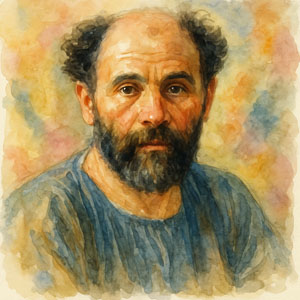 Watercolor of artist Gustav Klimt