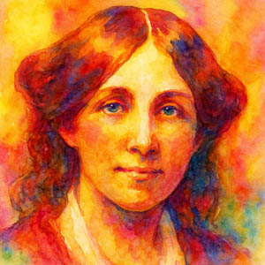 Watercolor portrait of Louisa May Alcott