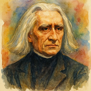 Portrait of Franz Liszt, Romantic era composer and dazzling piano virtuoso