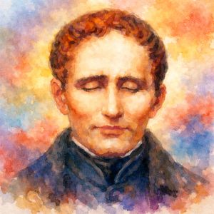 Louis Braille watercolor portrait