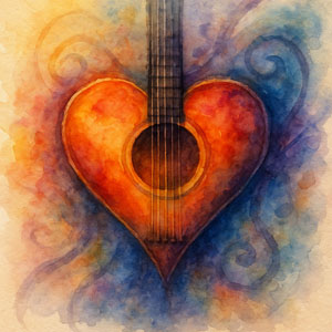 Colorful music notes watercolor