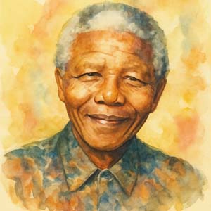 Portrait of Nelson Mandela, watercolor style