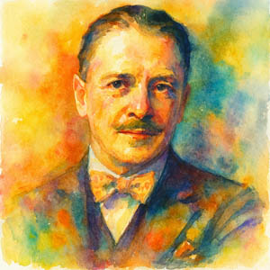 Watercolor portrait of W. Somerset Maugham