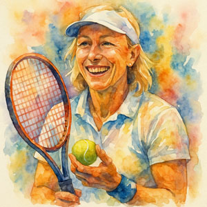 Watercolor portrait of Martina Navratilova
