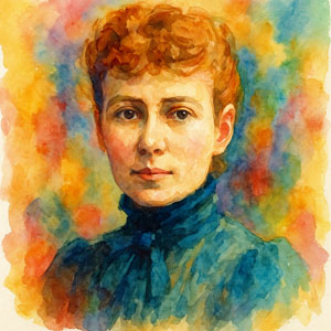 Watercolor portrait of Nellie Bly — courageous reporter and world traveler