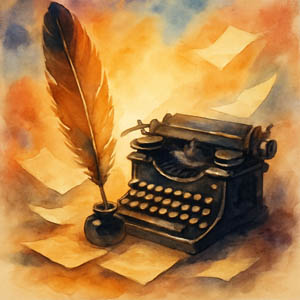 Watercolor honoring Publick Occurrences, free speech, and the bold spirit of truth-telling journalism