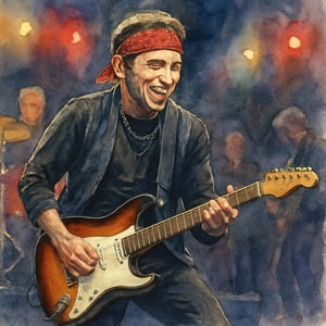 Nils Lofgren playing guitar live with the E Street Band