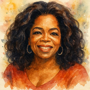 Watercolor portrait of Oprah Winfrey